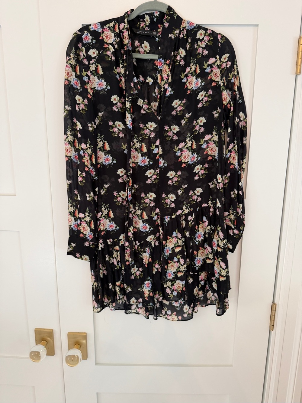 Zara Floral Long-Sleeve Dress - XS